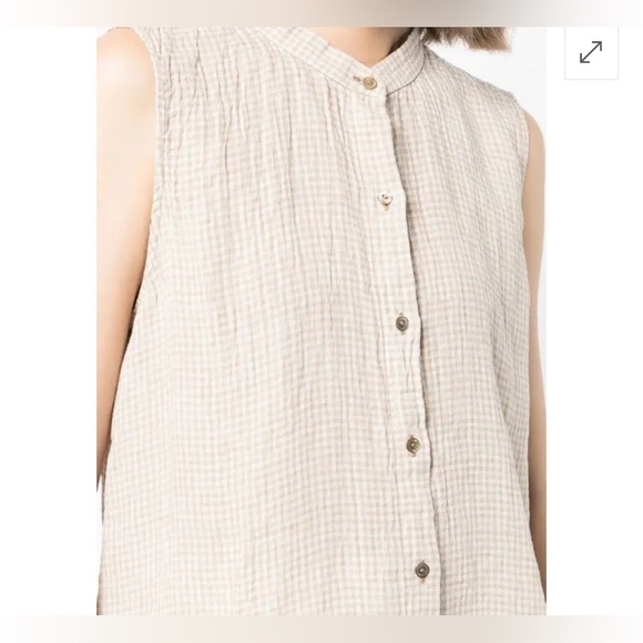 Eileen Fisher Cream100%linen Sleeveless Blouse Sleeveless Button-Up Shirt L/G - Picture 4 of 13